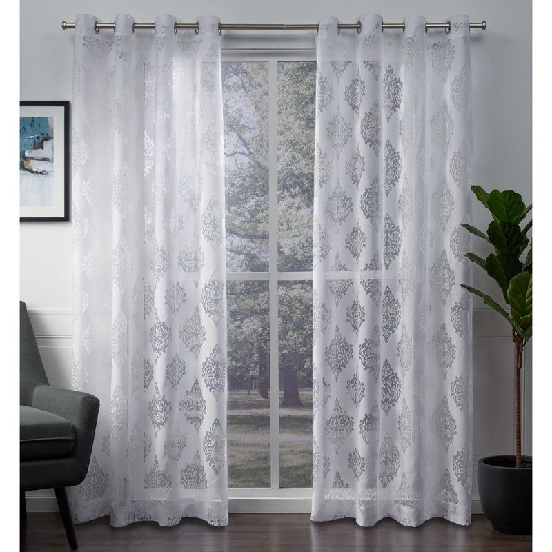 Niles Burnout Damask Sheer Grommet Curtain Panels Joss & Main